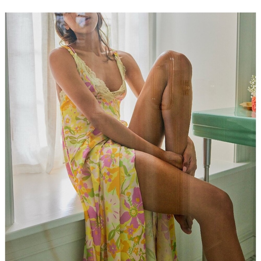 Free People A Bloom Floral Maxi slip in Yellow and Pink - Picture 2 of 10